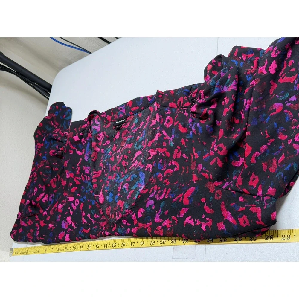 Torrid Top Womens 4X Pink Black Leopard V-Neck Sheer Abstract Artsy Romantic‎